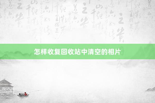 怎样收复回收站中清空的相片